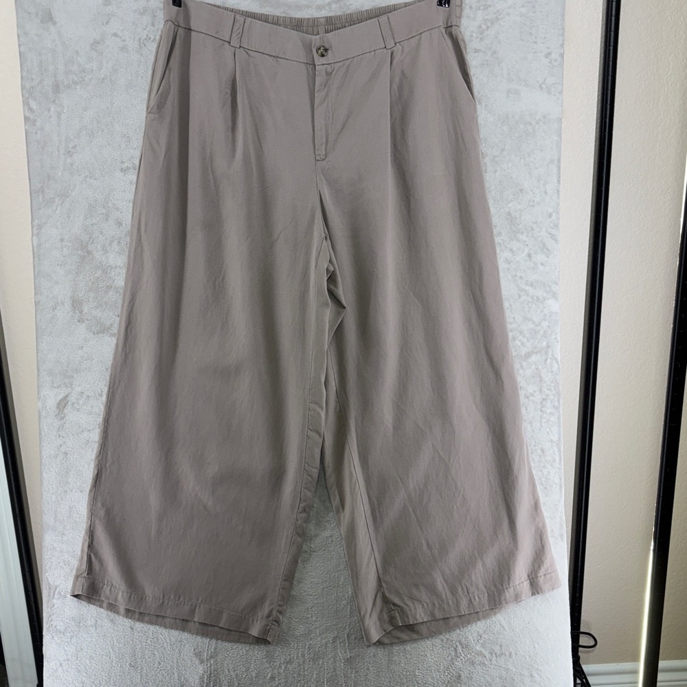 Torrid Wide‎ Leg Linen Blend High Rise Khaki Pants w/Pockets Size 22R